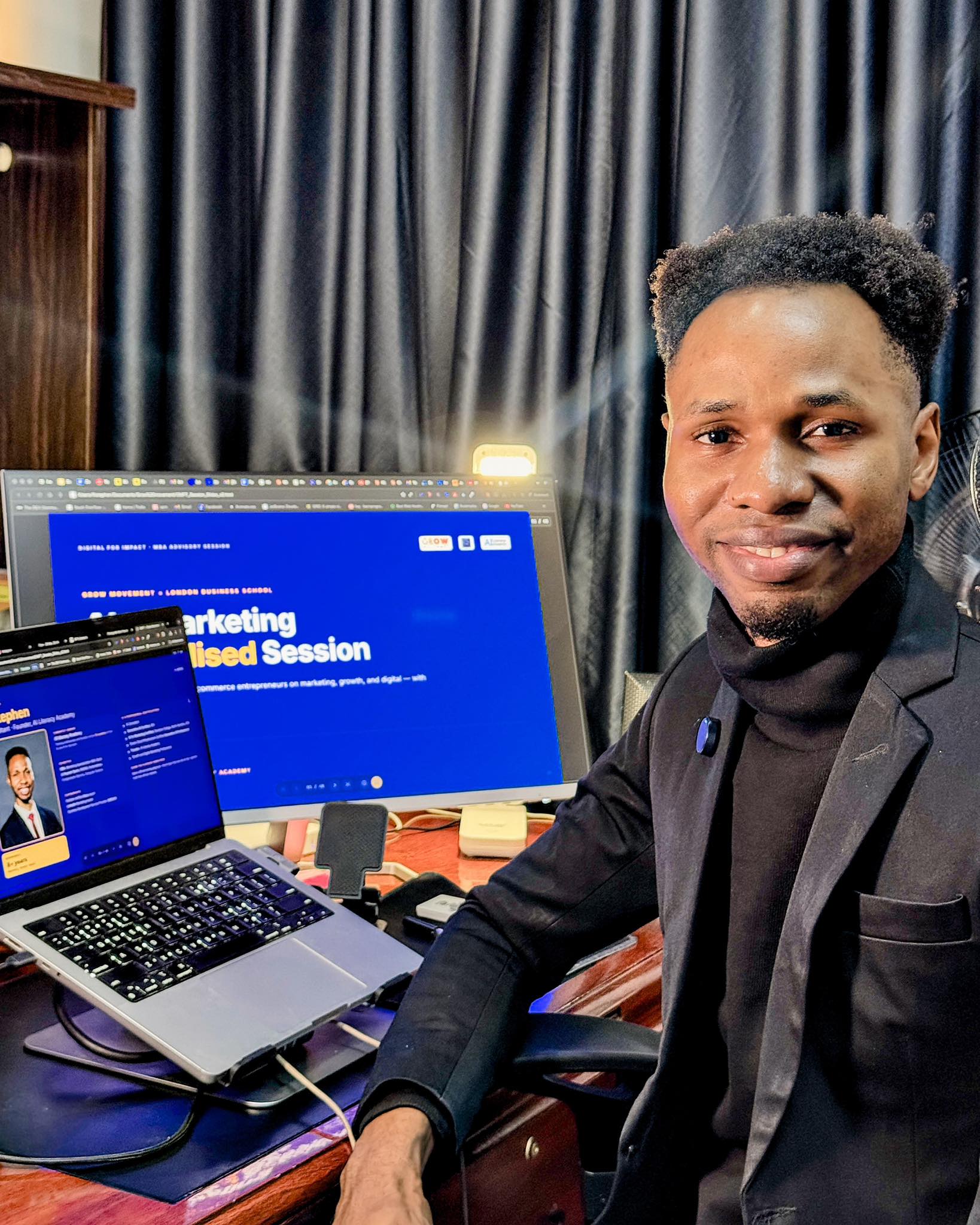 AI Literacy Academy founder Fii Stephen facilitating virtual AI workshop for Queue Edge Limited staff on May 9 2025